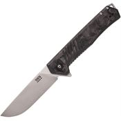 Tekto Knives F1CBKSL1 F1 Alpha Satin D2 Linerlock Knife Black/Silver Carbon Fiber Handles