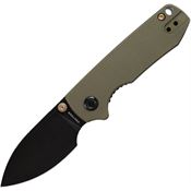 Vosteed A3602 Raccoon Cub Black Stonewash Linerlock Knife OD Green Handles