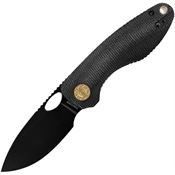 Vosteed A3302 Acorn Black Stonewash Linerlock Knife Black Micarta Handles