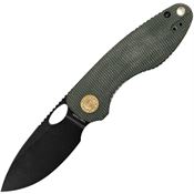 Vosteed A3303 Acorn Black Stonewash Linerlock Knife Green Micarta Handles