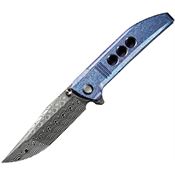 We 22041DS1 Ezinta Damasteel Framelock Knife Crystalized Blue/Purple Handles