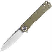 WIN+ 3896MG Satin D2 Linerlock Knife Green Micarta Handles