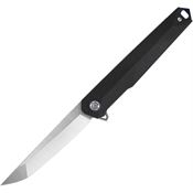 WIN+ 3395GB Satin D2 Tanto Linerlock Knife Black G10 Handles