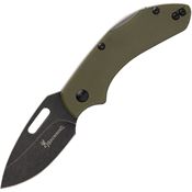 Browning 0504B Hidden HollowBlack Stonewash Lockback Knife OD Green Handles