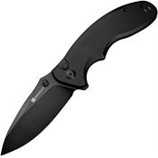 SenCut 23098A1 Cybrix Black Stonewash Button Lock Knife Black Handles