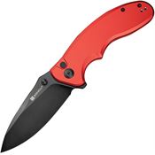 SenCut 23098A3 Cybrix Black Stonewash Button Lock Knife Red Handles