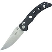 Kubey 172A Hound Stonewash Crossbar Knife Lock Black Handles