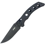 Kubey 172B Hound Black Stonewash Crossbar Knife Lock Black Handles