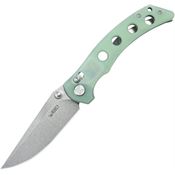 Kubey 172G Hound Stonewash Crossbar Knife Lock Jade Handles