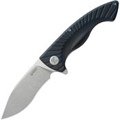 Kubey 208D Timberwolf Stonewash Linerlock Knife Black Handles