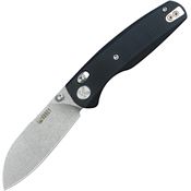 Kubey 288A Breeze Stonewash Crossbar Knife Lock Black Handles