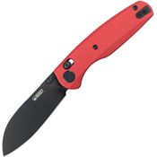 Kubey 288F Breeze Black Stonewash Crossbar Knife Lock Red Handles