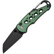 Civivi 23062B3 Pragma Black Stonewash Button Lock Knife Green Handles