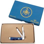 Bear & Son S607M Masonic Trapper Knife Blue Smooth Bone Handles