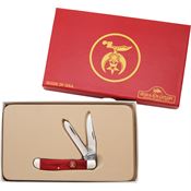 Bear & Son S607S Shriners Trapper Knife Red Smooth Bone Handles