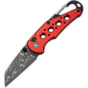 Civivi 23062BDS1 Pragma Damascus Wharncliff Button Lock Knife Red Handles