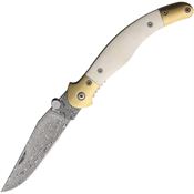 Betyar BBFGDM Fejesgorbe Damascus Clip Point Linerlock Knife White Bone Handles