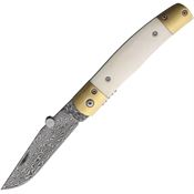 Betyar BBMADM Maskara Damascus Linerlock Knife White Bone Handles