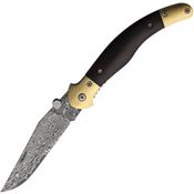 Betyar FGWDDM Fejesgorbe Damascus Clip Point Linerlock Knife Brown Wood Handles