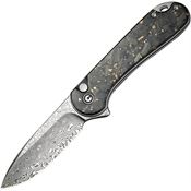 Civivi 18062P10 Elementum II Damascus Button Lock Knife Carbon Fiber Handles