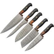 Damascus 1393 Kitchen Set W Knife Roll