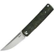 Reate 157 Bushido Linerlock Knife Dark Matter Green Handles