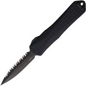 Heretic 028F6CT Auto Manticore E Black Serrated Double Edge OTF Knife Black Handles