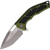 Heretic 0095AGRN Medusa Battleworn Tanto Green Handles