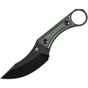 Kansept 004A2 Niko Black D2 Clip Point Fixed Blade Knife Green Micarta Handles