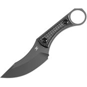 Kansept 004A6 Niko Gray D2 Clip Point Fixed Blade Knife Black Micarta Handles