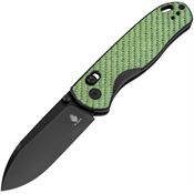 Kizer 3619A4 Drop Bear Black Clutch Lock Knife Green Carbon Fiber/G10 Handles