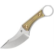 Kansept 004A3 Niko Stonewash Fixed Blade Knife Bronze Handles