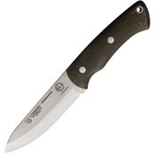 Cudeman 206F Bushcrafter Satin Drop Point Fixed Blade Knife Green Handles