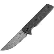 Kansept 2038A6 Damascus Anomaly Linerlock Knife Carbon Fiber Handles