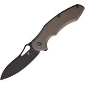 Kansept 1071A2 Echis Black Stonewash Framelock Knife Gray Handles