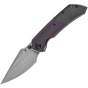 Kansept 1034Z2 Fenrir Damascus Linerlock Knife Purple Micarta Handles