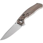 Kansept 1069A4 Havorn Stonewash Framelock Knife Bronze/Carbon Fiber Handles