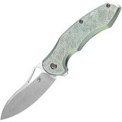 Kansept 1071A4 Echis Stonewash Framelock Knife Green Handles