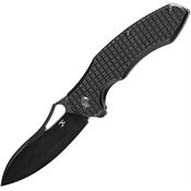 Kansept 1071A5 Echis Black Stonewash Framelock Knife Black Frag Handles