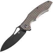 Kansept 1071A6 Echis Black Stonewash Framelock Knife Bronze Frag Handles