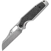 Kansept 1052A5 Tuckamore Damascus Framelock Knife Gray/Carbon Fiber Handles