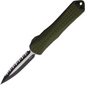 Heretic 028F10CGRN Auto Manticore E Two-Tone Serrated Double Edge OTF Knife OD Green Handles