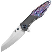 Kansept 1053A3 Mistaken Satin Framelock Knife Timascus Handles