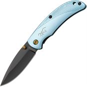 Browning 0528 Prism Black Linerlock Knife Sky Blue Handles