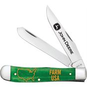 Case XX 15794 John Deere Trapper Knife Green Smooth Bone Handles