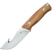 FOX 663OL Ejector Satin Guthook Fixed Blade Knife Olive Wood Handles