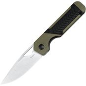 Kizer 3634SA6 Mini Militaw Satin Framelock Knife Green/Black Handles