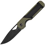 Kizer 3634SA5 Mini Militaw Black Stonewash Framelock Knife Green/Black Handles