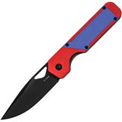 Kizer 3634A2 Militaw Black Stonewash Framelock Knife Red/Blue Handles