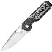 Kizer 3634SA4 Mini Militaw Satin Framelock Knife Carbon Fiber Handles